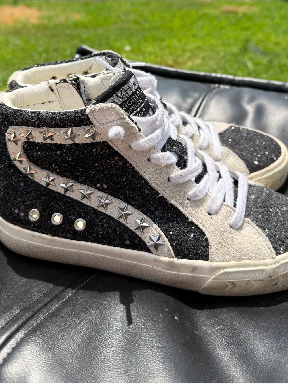 Vintage Havana Black and White Dormy Glitter High-Top Sneakers